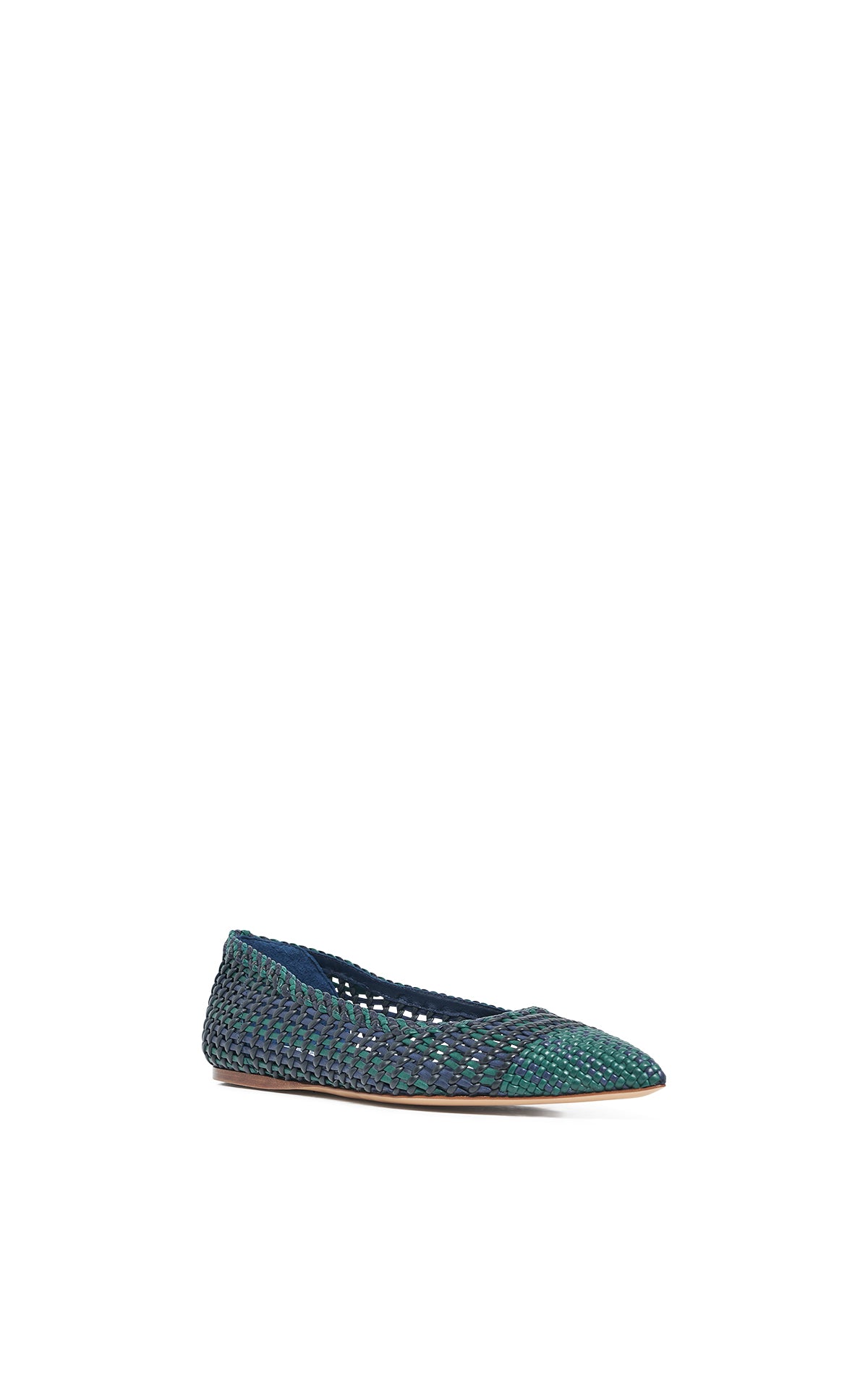 Aurora Braided Flat Shoe in Navy Multi Leather