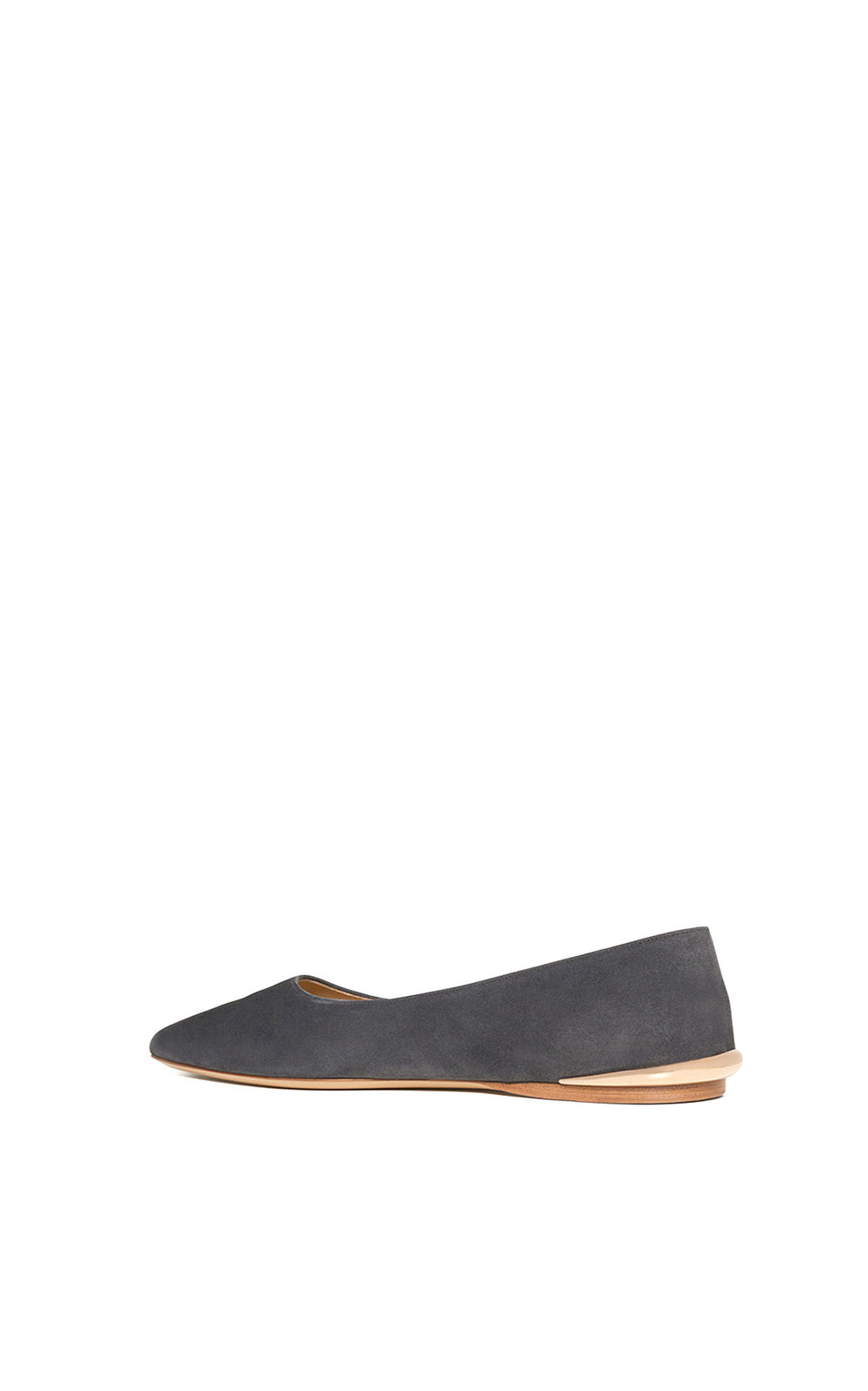Fleur Ballerina Flat Shoe in Charcoal Suede