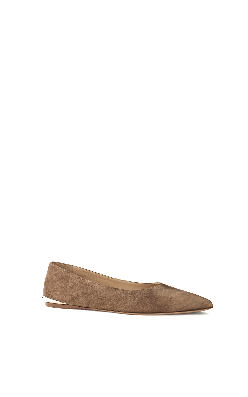 Fleur Ballerina Flat Shoe in Dark Sand Suede