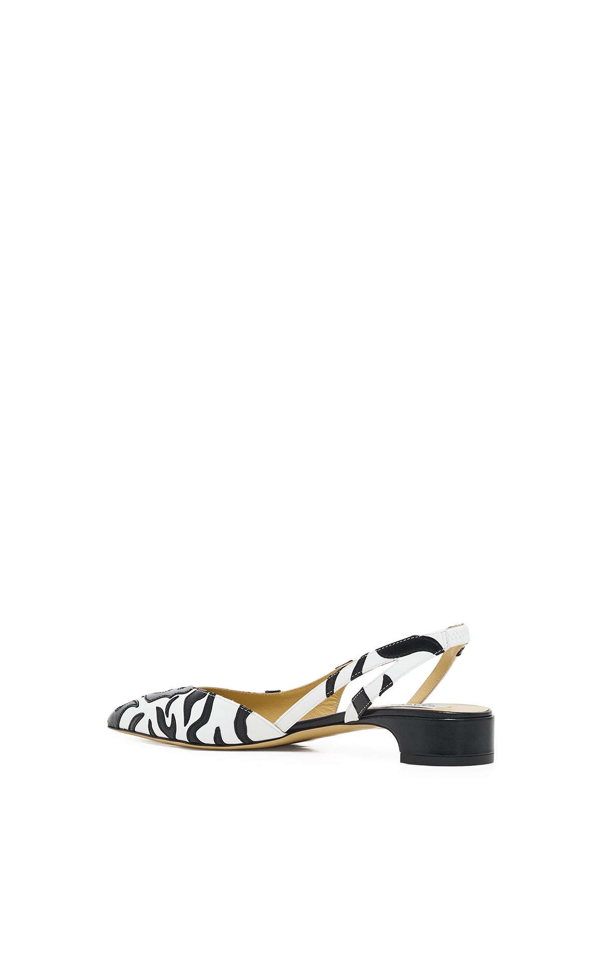 Delia Flame Slide Shoe in Black & White Leather