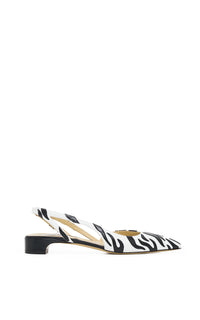 Delia Flame Slide Shoe in Black & White Leather