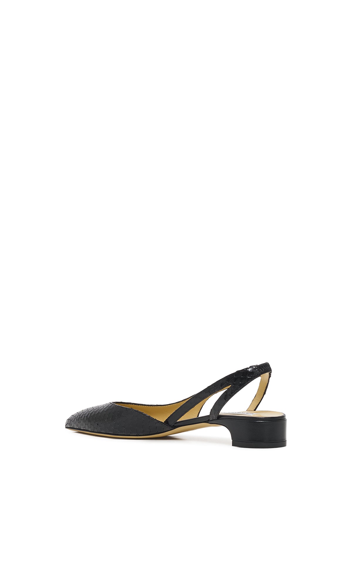 Delia Slingback Shoe in Black Snakeskin