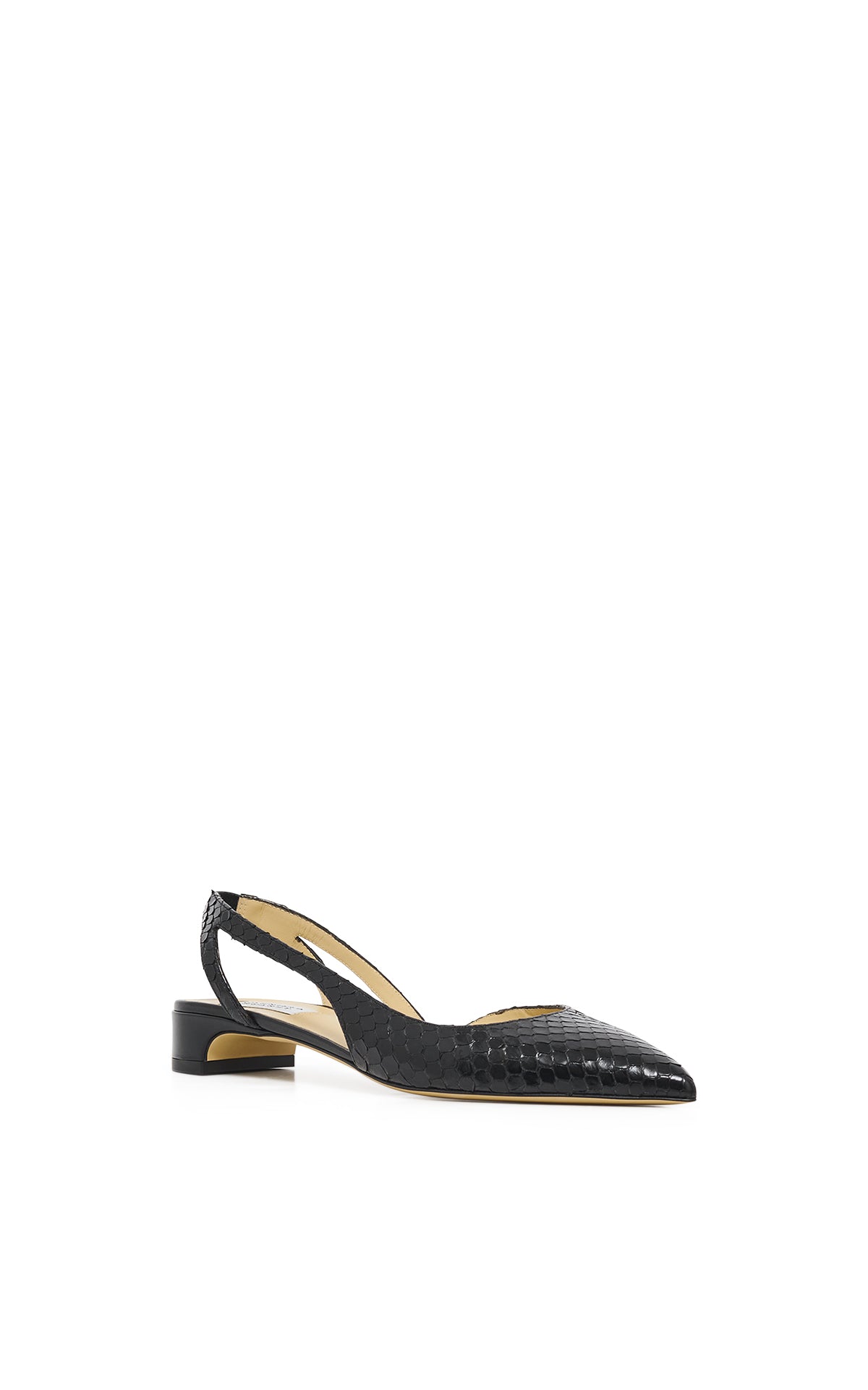 Delia Slingback Shoe in Black Snakeskin