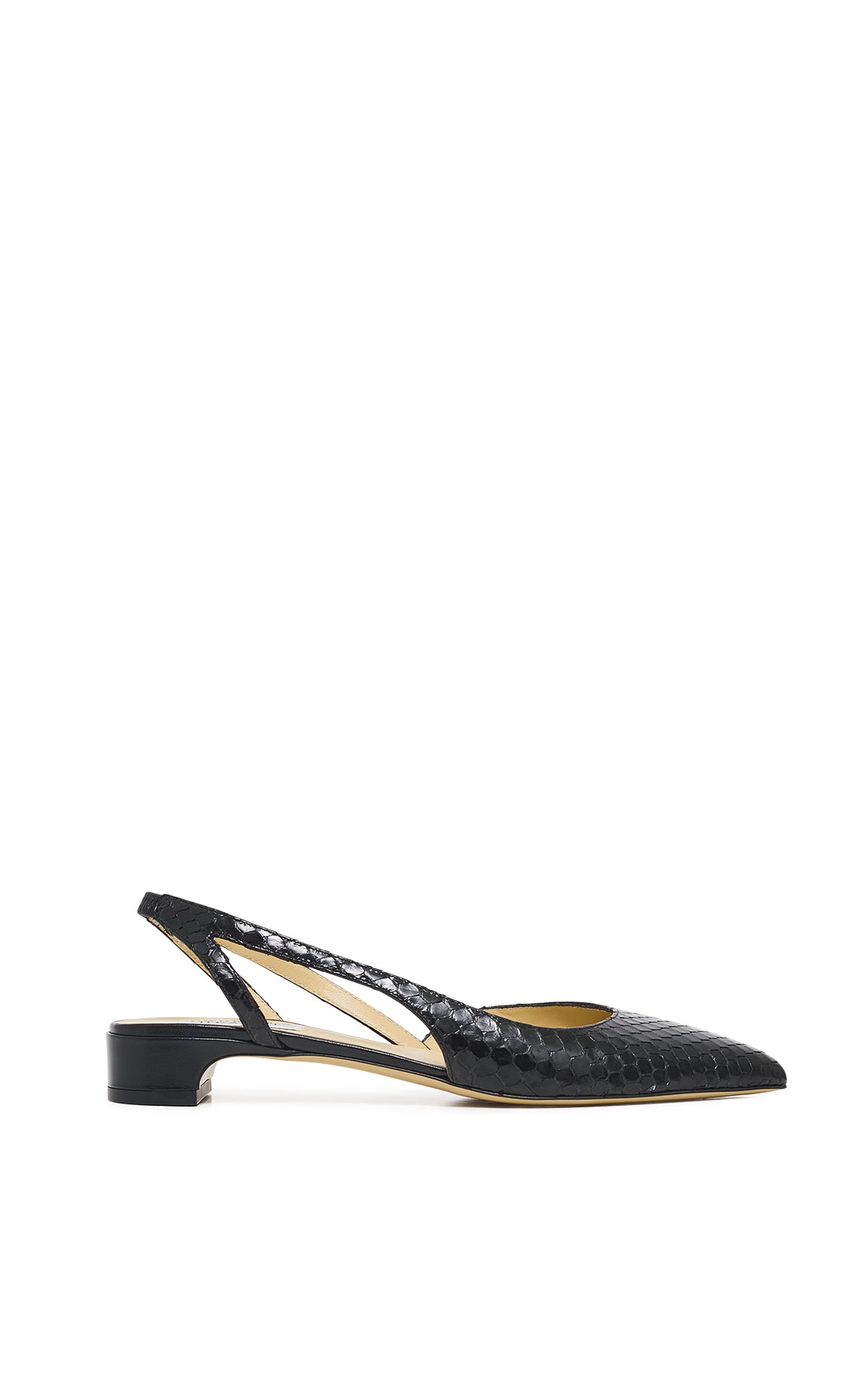 Delia Slingback Shoe in Black Snakeskin