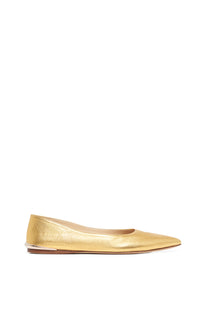 Fleur Flat in Gold Metallic  Leather