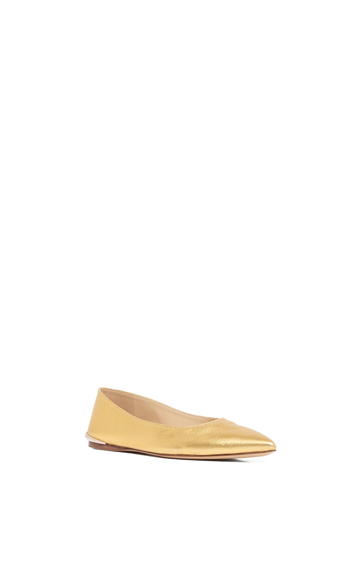 Fleur Flat in Gold Metallic  Leather