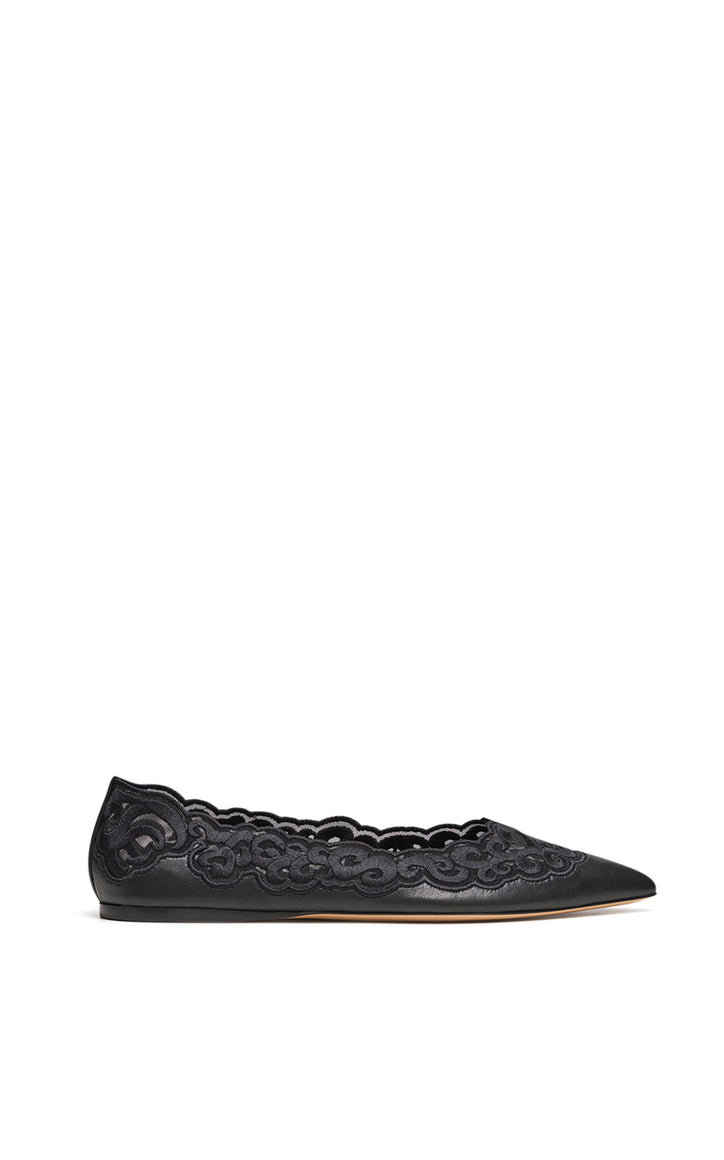 Ziva Flat Shoe in Black Nappa Leather