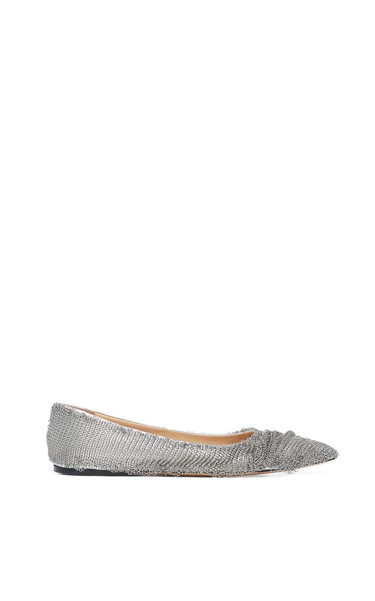 Gaia Flat in Silver Metallic Nappa Leather