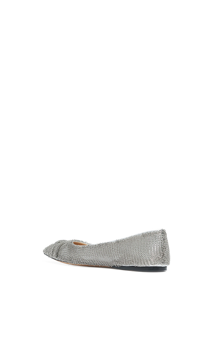 Gaia Flat in Silver Metallic Nappa Leather