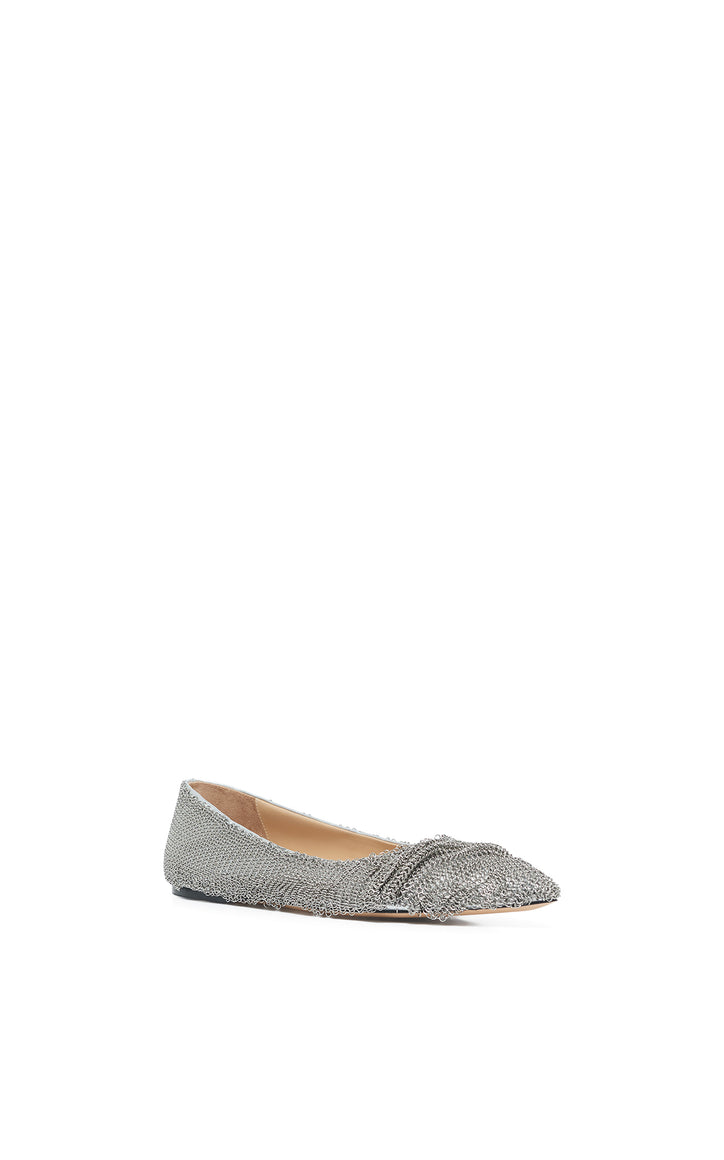 Gaia Flat in Silver Metallic Nappa Leather