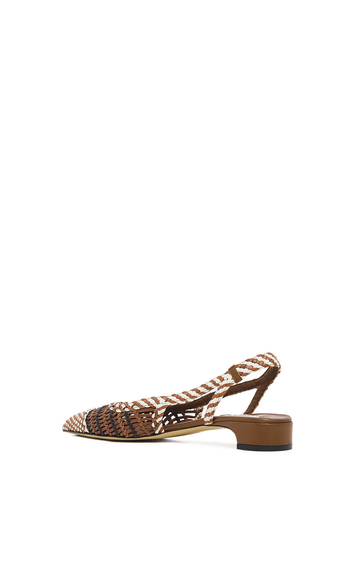 Perro Braided Slide Flat Shoe in Chocolate Multi Leather