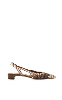 Perro Braided Slide Flat Shoe in Chocolate Multi Leather