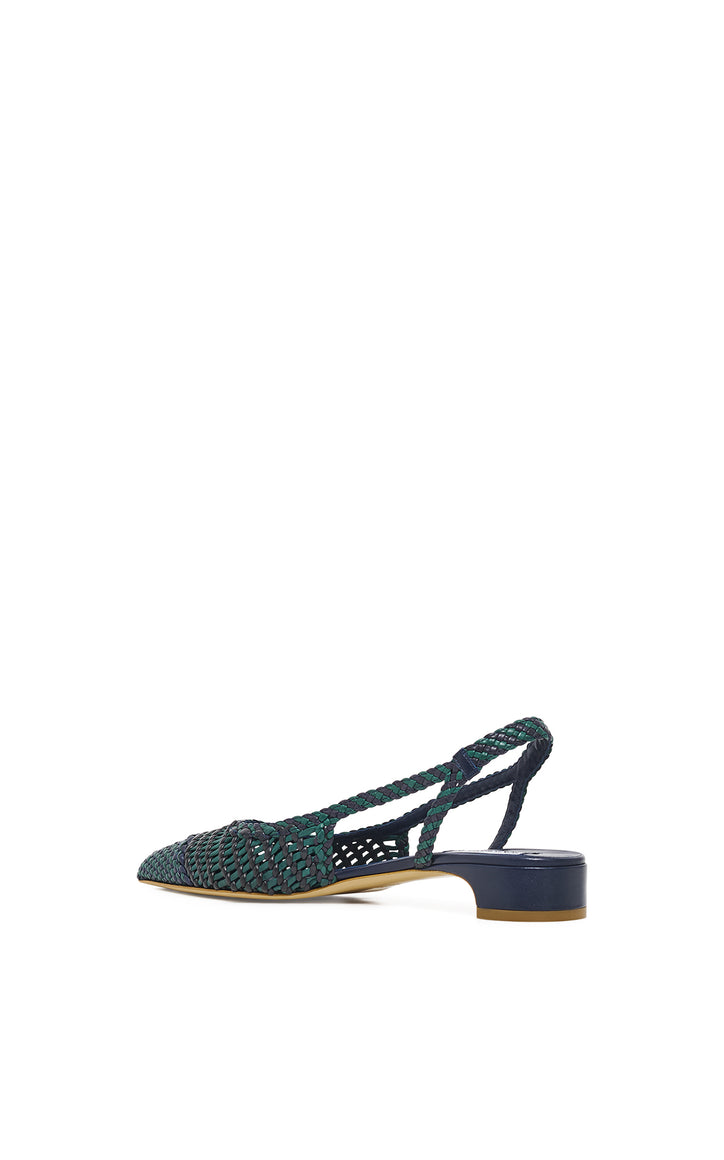 Perro Braided Slide Shoe in Navy Multi Leather