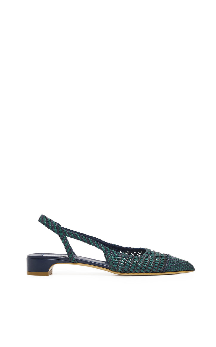 Perro Braided Slide Shoe in Navy Multi Leather