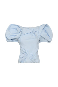 Zahir Top in Light Blue Aloe Linen