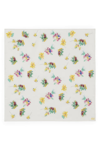 Ivory Silk Scarf Mia's Flowers Print Detail - Full Pattern View | Gabriela Hearst