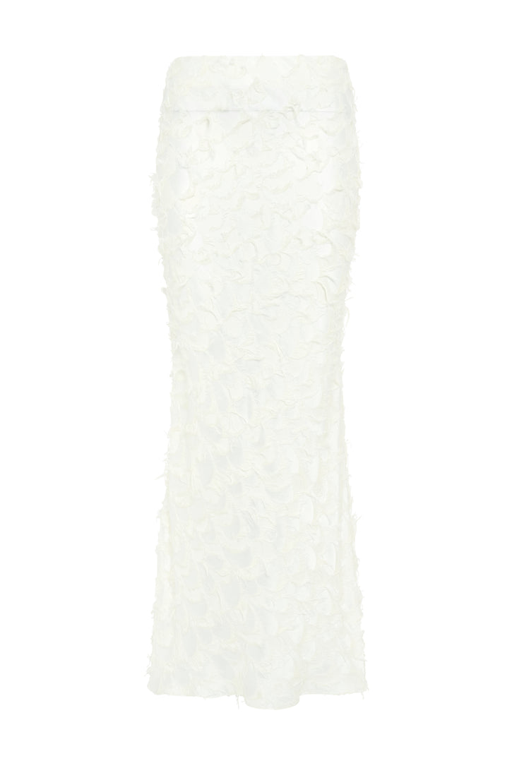 Frei Skirt in Ivory Silk Wool Fil Coupé