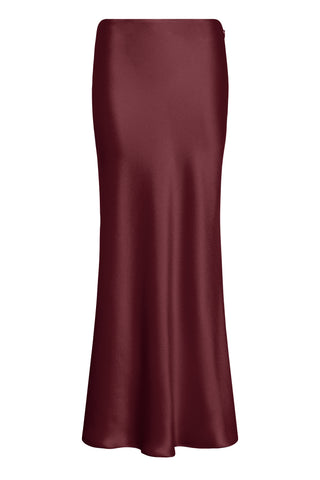 Frei Maxi Skirt in Bordeaux Silk Satin
