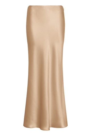 Frei Maxi Skirt in Camel Silk Satin