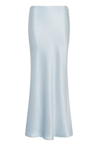 Frei Maxi Skirt in Light Blue Silk Satin
