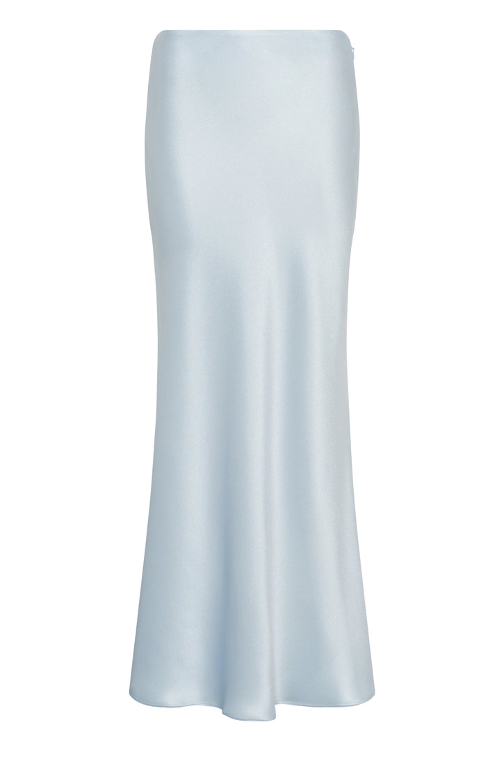 Frei Maxi Skirt in Light Blue Silk Satin