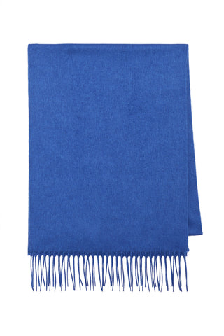 Blaine Fringe Scarf in Cobalt Brushed Silk Cashmere