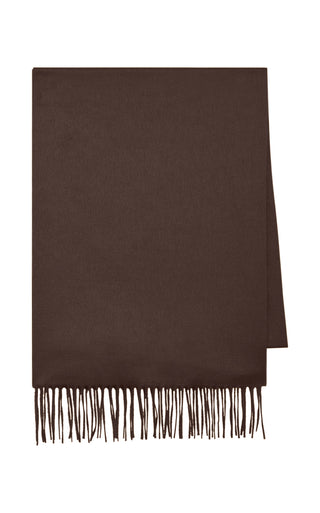 Chocolate Silk Cashmere Blaine Fringe Scarf - Flat Lay View | Gabriela Hearst