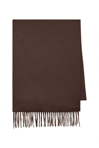 Blaine Fringe Scarf in Chocolate Brushed Silk Cashmere