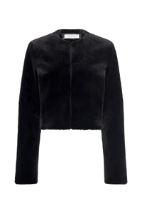 Hermera Raw Cut Jacket in Black Recycled Fur
