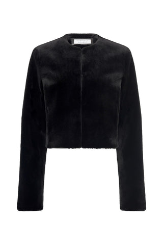 Hermera Raw Cut Jacket in Black Recycled Fur