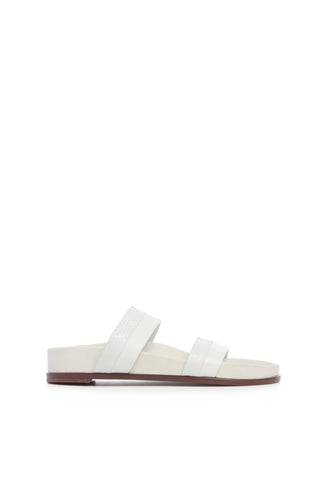 Ivory Snakeskin Low Striker Flat Sandal - Side Profile | Gabriela Hearst