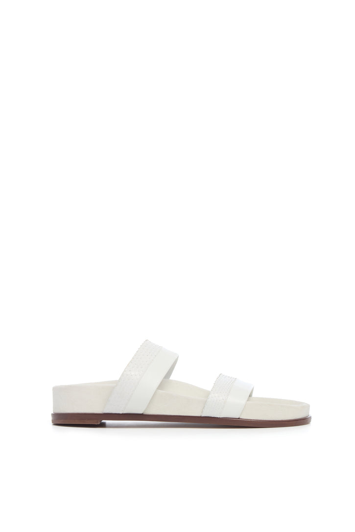 Low Striker in Ivory Nappa Leather & Snakeskin