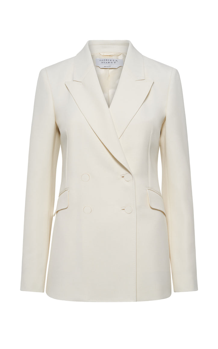 Angela Blazer in Ivory Sportswear Wool