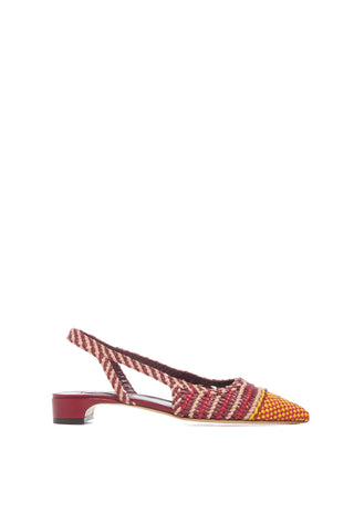 Bordeaux Fuschia Hand-Woven Goat Leather Perro Braided Slingback Pump - Side View | Gabriela Hearst