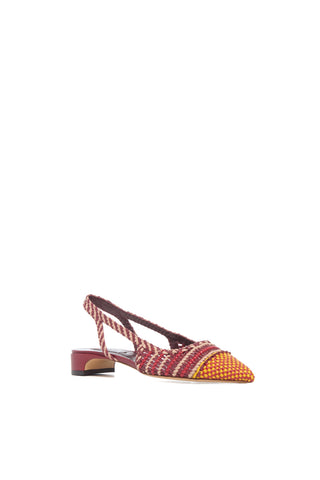 Bordeaux Fuschia Braided Goat Leather Slingback Pump - Three-Quarter View | Gabriela Hearst