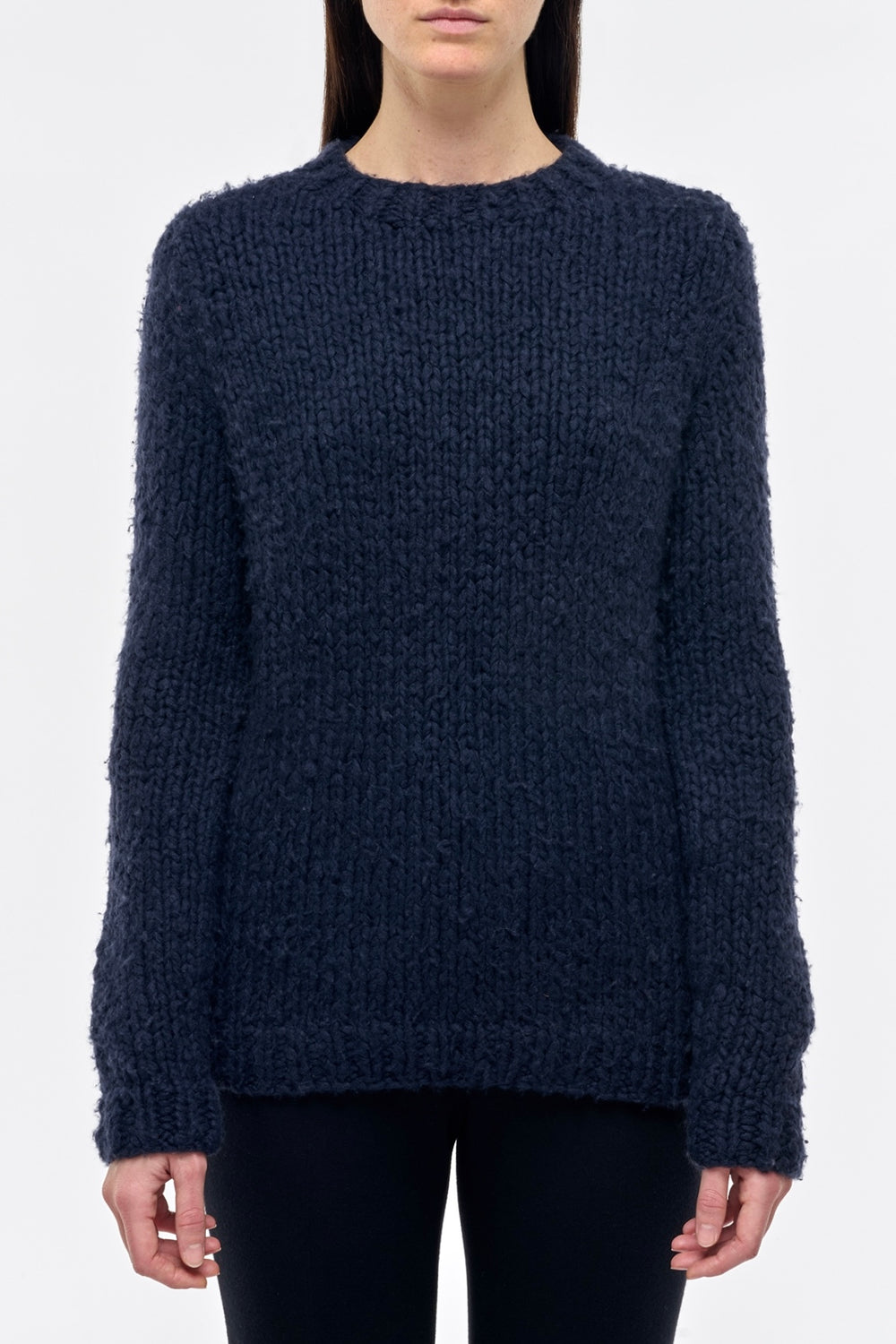 Lawrence Knit Sweater in Dark Navy Welfat Cashmere