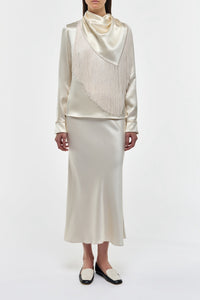 Frei Maxi Skirt in Ivory Silk Satin