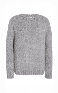 Lawrence Knit Sweater in Heather Grey Welfat Cashmere M