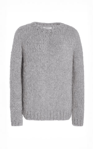 Lawrence Knit Sweater in Heather Grey Welfat Cashmere M