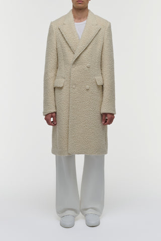 Ivory Cashmere Sherpa Double-Breasted Mcaffrey Coat - Front View On Model | Gabriela Hearst