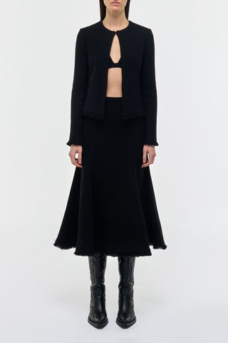 Black Wool Cashmere Patterson Midi Skirt with Jacket - Full Outfit Front View | Gabriela Hearst