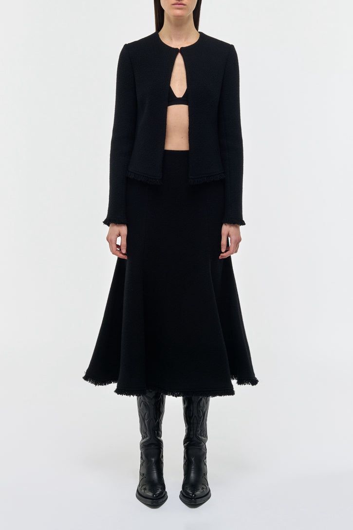 Patterson Midi Skirt in Black Virgin Wool Cashmere