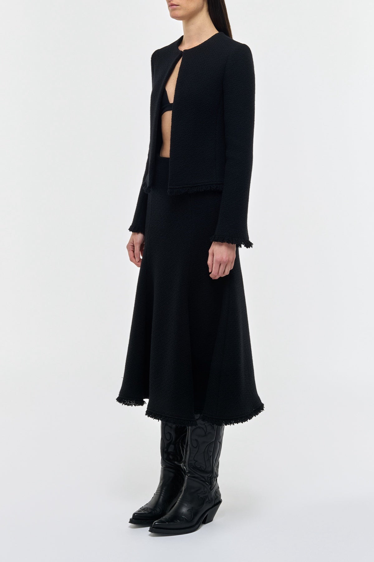 Normand Jacket in Black Virgin Wool Cashmere