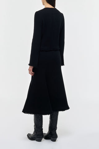 Black Wool Cashmere Patterson Midi Skirt with Jacket - Full Outfit Back View | Gabriela Hearst