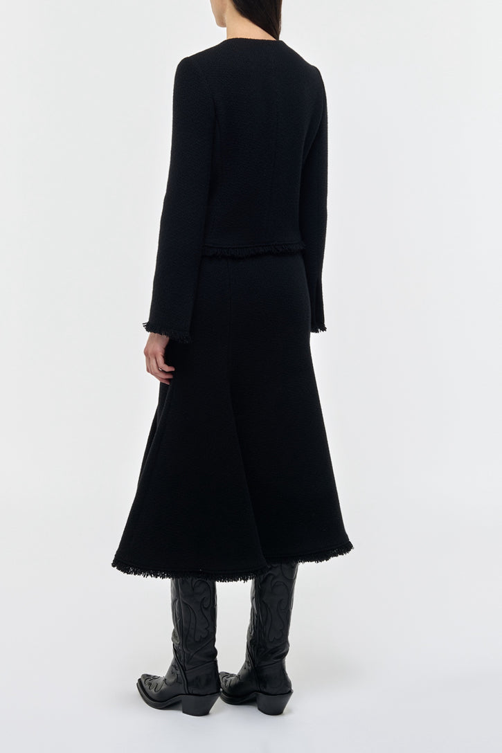 Patterson Midi Skirt in Black Virgin Wool Cashmere