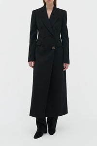 Julien Coat in Black Recycled Wool