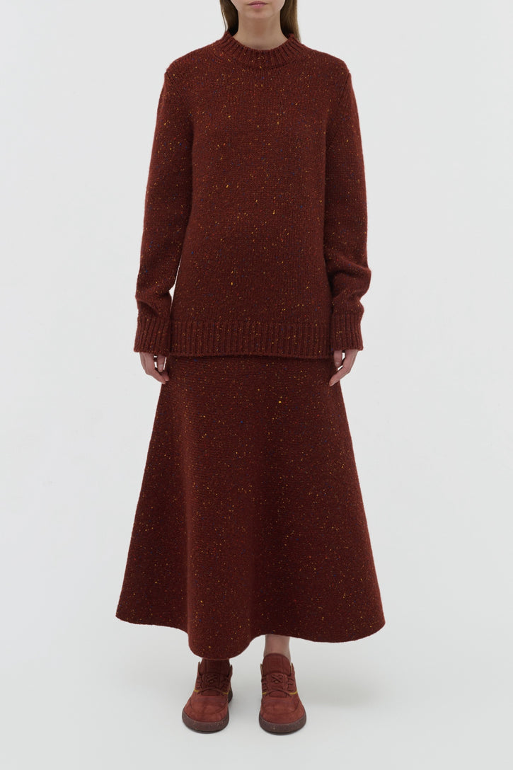 Alfie Knit Sweater in Burnt Sienna Multi Speckle Aran Cashmere