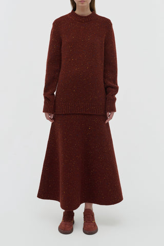 Alfie Knit Sweater in Burnt Sienna Multi Speckle Aran Cashmere