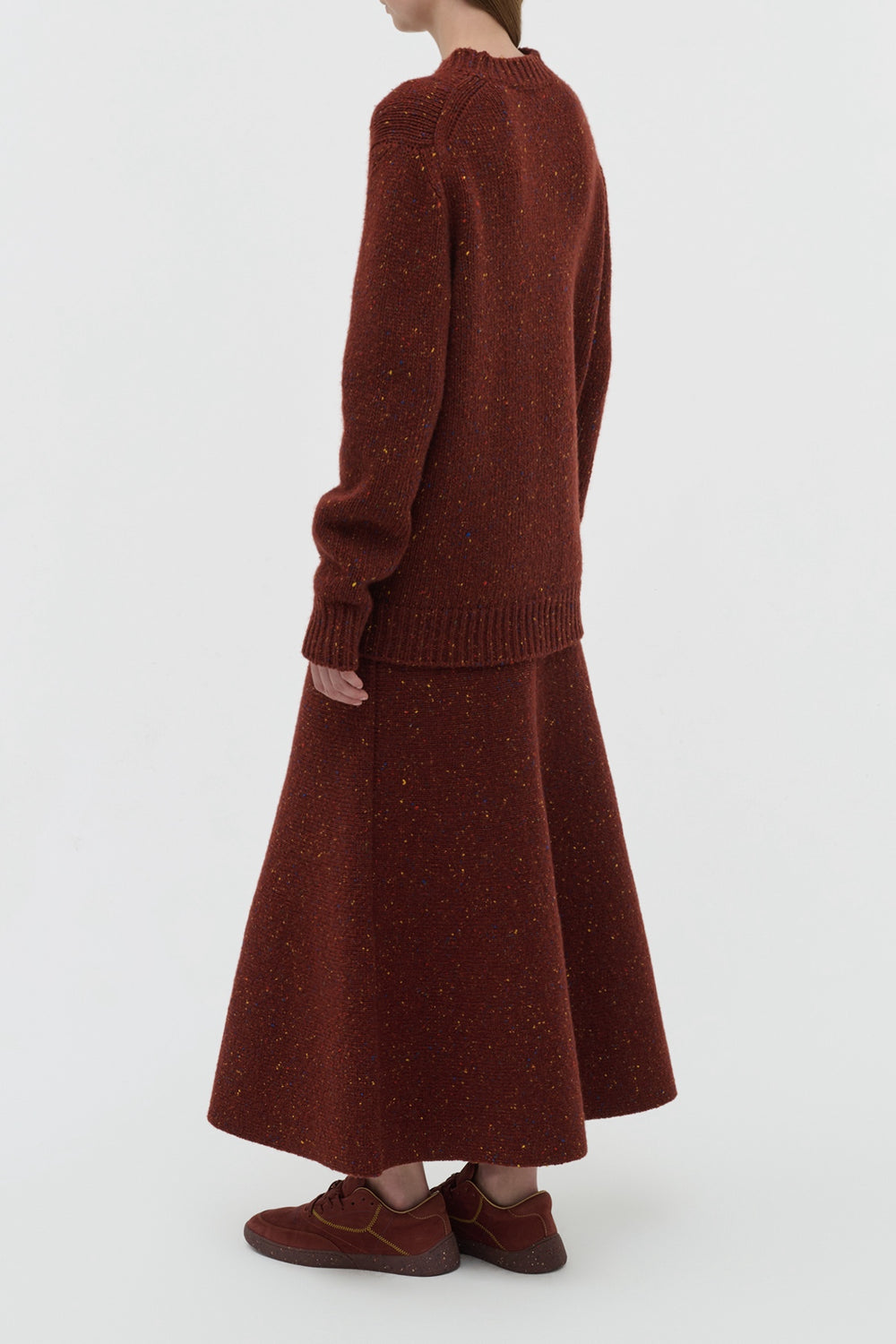 Alfie Knit Sweater in Burnt Sienna Multi Speckle Aran Cashmere