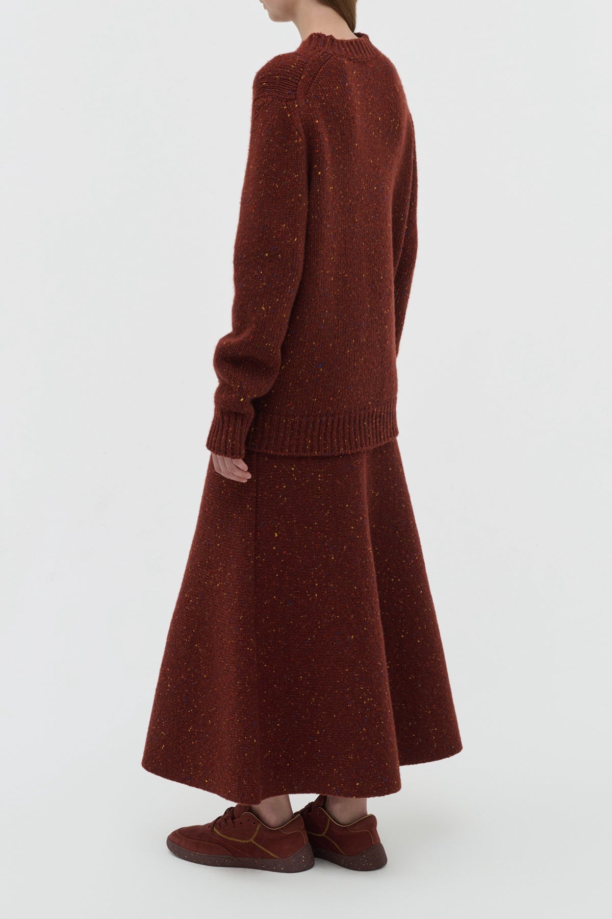 Alfie Knit Sweater in Burnt Sienna Multi Speckle Aran Cashmere